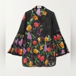 CHARO RUIZ IBIZA Aster Guipure Lace-Trimmed Floral Cotton-Blend Size XS VGUC